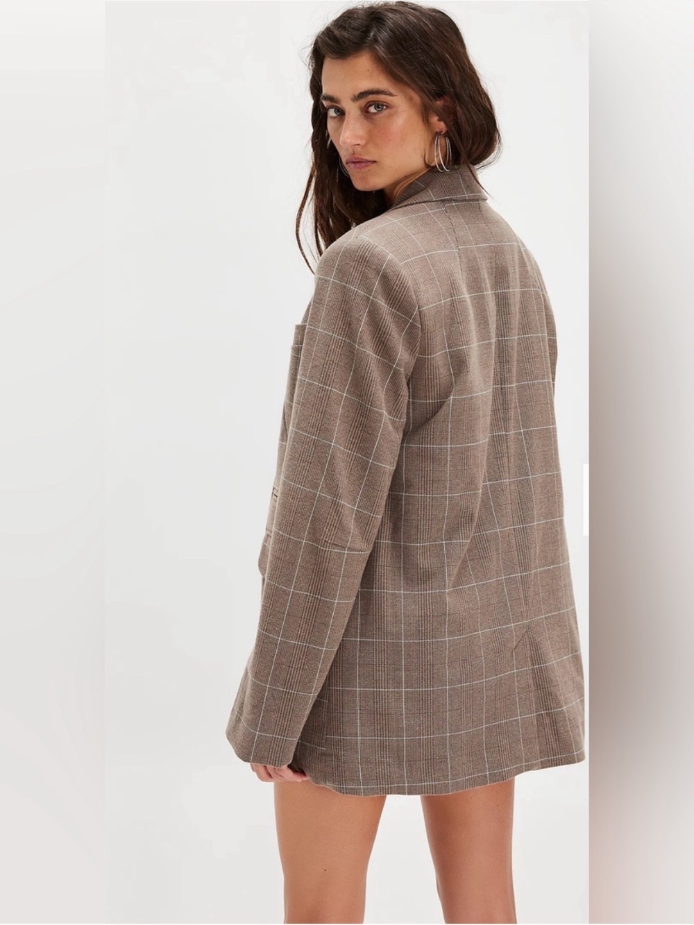 Free People Paper Cut Pinstripe Blazer Chocolate Brown NWT Size Large - Picture 3 of 10